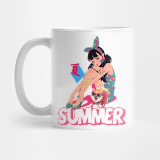 Summer Vacation for a Girl and a Pomeranian Mug